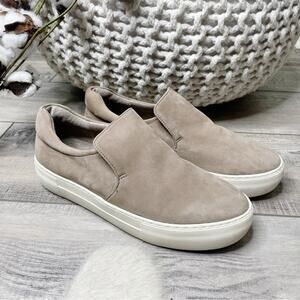 J/Slides NYC Acer Leather Slip On Platform Sneakers Taupe Size 7M